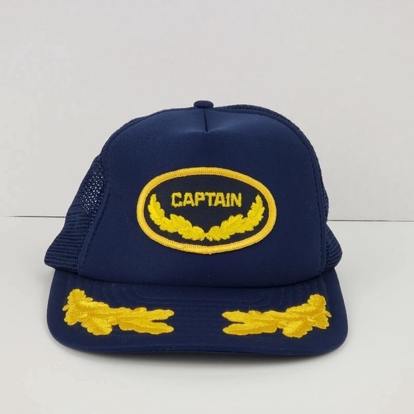 Vintage Captain Trucker Hat Snapback Mesh Scrambled Eggs - Picture 2 of 9
